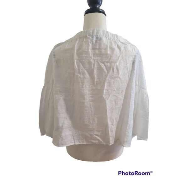 1. STATE Sz L Off the Shoulder White Blouse With Bell Sleeves New - Picture 5 of 8